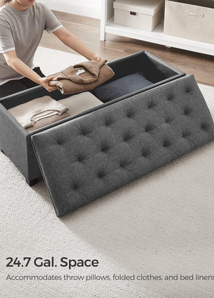 Dark Gray Storage Ottoman Bench with Legs - Multi-Functional Foot Rest and Storage Chest, 15.7 x 43.3 x 15.7 Inches, Supports up to 660 lbs, Perfect for Living Room, Bedroom, and Entryway, Model ULSF088G01