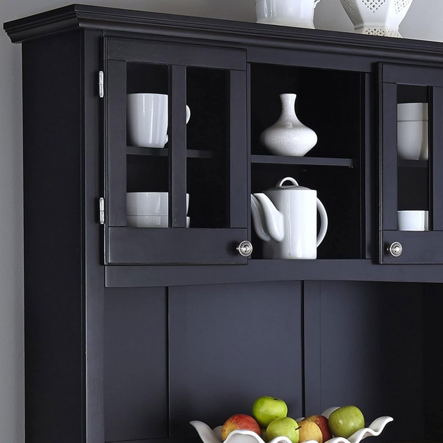 Buffet of Buffets Black Storage Hutch with Wood Top