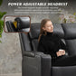 Power Reclining Sofa with Adjustable Headrest, Home Theater Seating Reclining Couch with LED Light/Outlet/Storage/Usb&Type-C, Power Loveseat Recliner Sofa for Living Room (Grey&Black, Sofa)