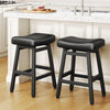 Counter Height Bar Stools Set of 2, 24 Inch Barstools for Kitchen Counter, Kitchen Stools with Bonded Leather Saddle Seats & Heavy Duty Metal Legs, Easy Assembly, All Black