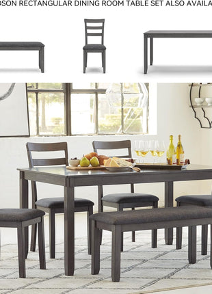 Signature Design by Ashley Bridson 5-Piece Gray Wood Dining Room Set with Table and 4 Ladderback Barstools