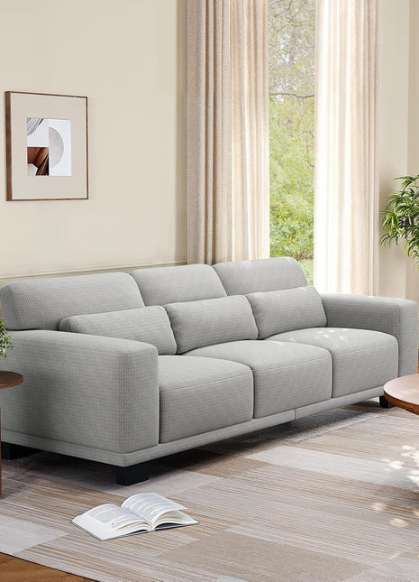 Amada 89-Inch Modern 3-Seater Sofa for Living Room with Deep Seats, Wide Armrests, Removable Washable Linen Covers, and Easy Assembly