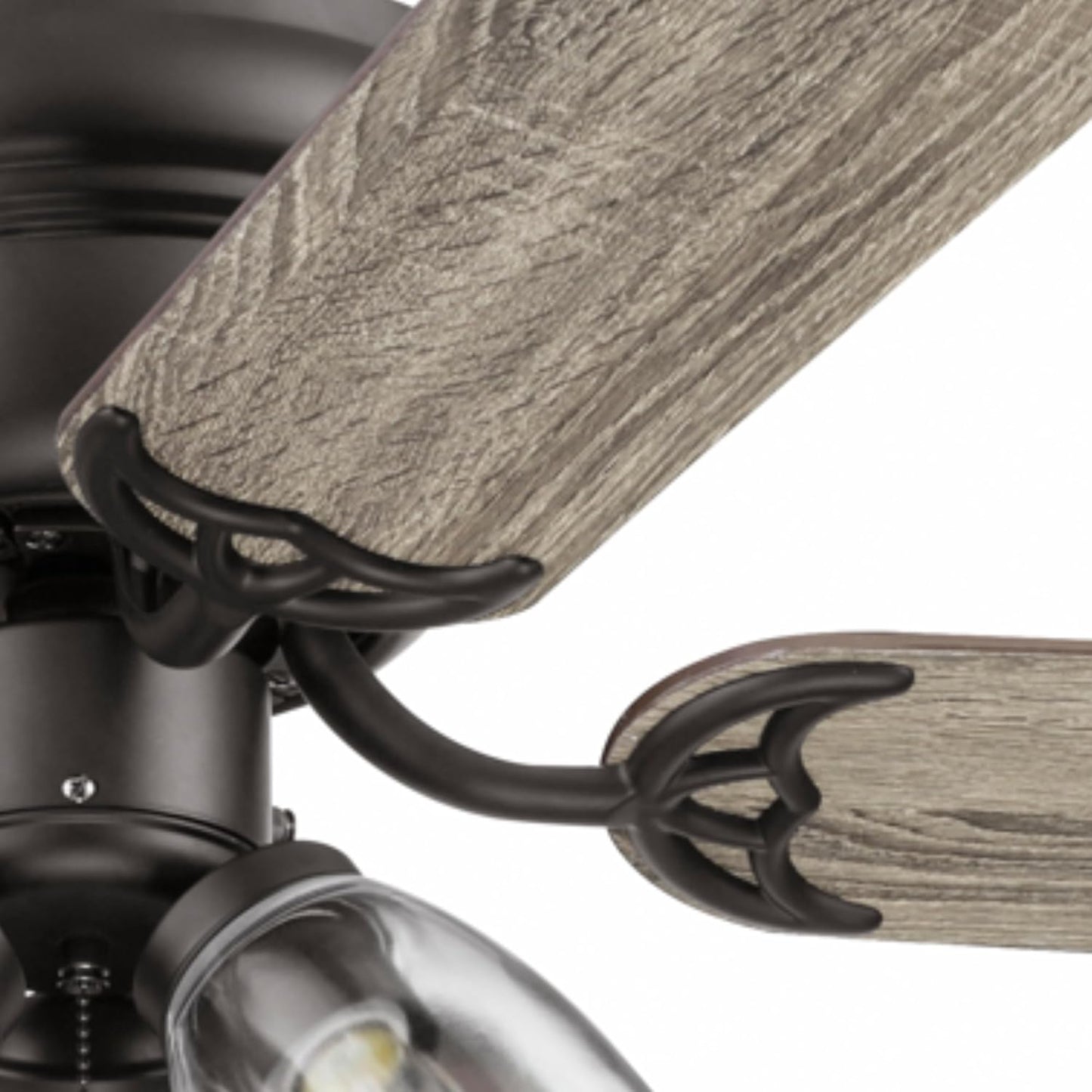 Ceiling Fans 52" Renton Bronze Indoor Fan with Clear 3 Light LED Multi Arm; E26/B11 Bulb and Pull-Chains, Traditional Style, 5 Reversible Barnwood/Dark Chestnut Blades, 51439