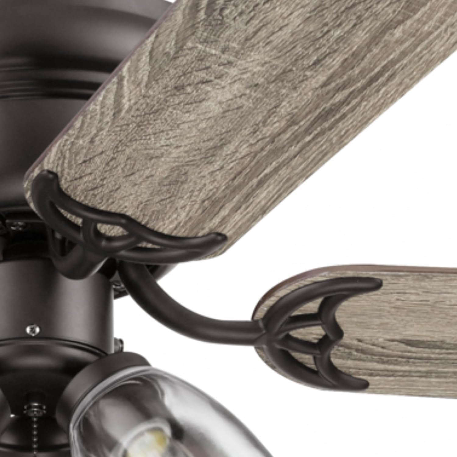 Ceiling Fans 52" Renton Bronze Indoor Fan with Clear 3 Light LED Multi Arm; E26/B11 Bulb and Pull-Chains, Traditional Style, 5 Reversible Barnwood/Dark Chestnut Blades, 51439