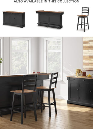 Wildenauer Farmhouse Dining Buffet with Drawers and Adjustable Shelves, Light Brown and Black Finish by Signature Design by Ashley