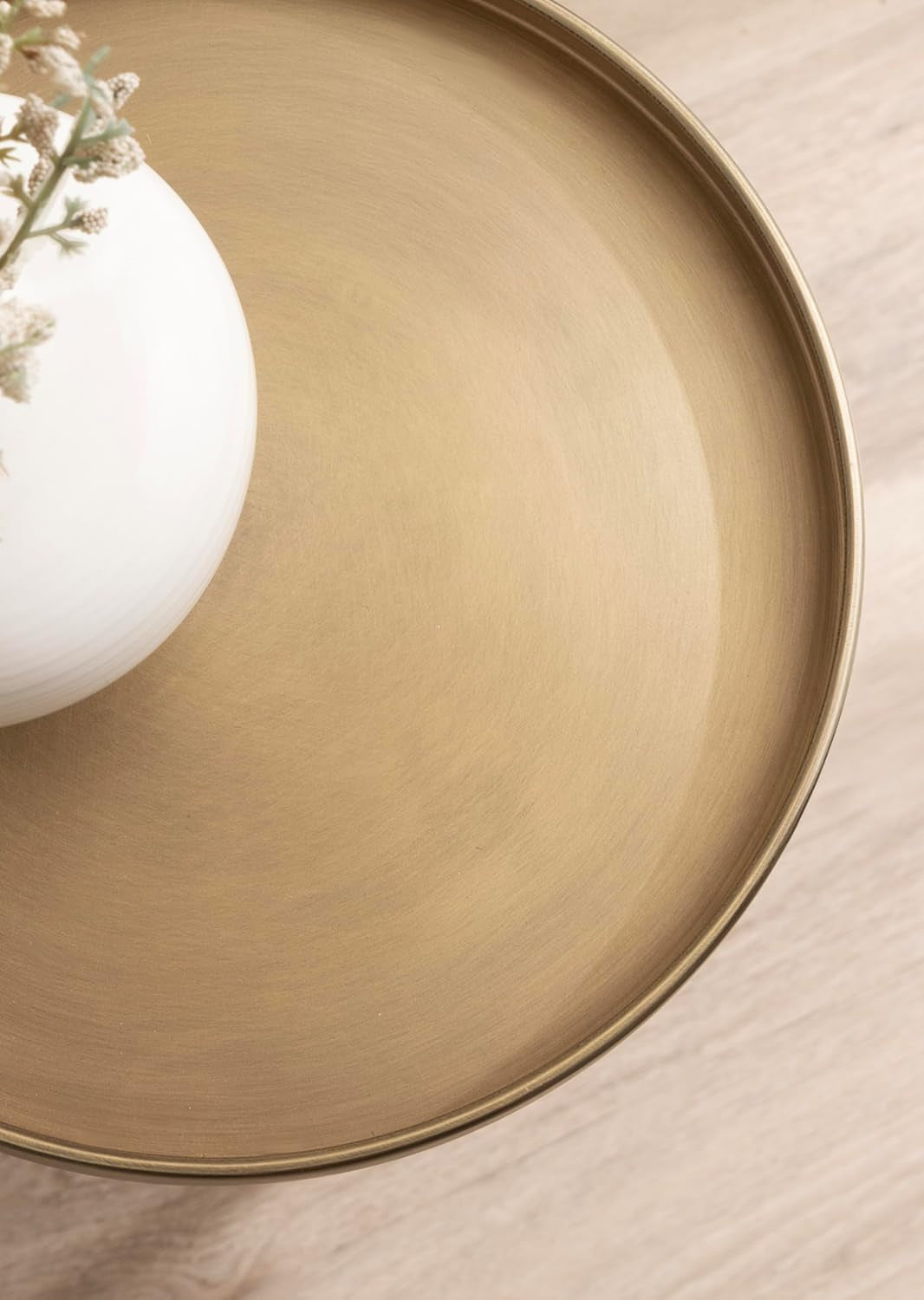 Tira Elegant round Drink Table, 10 X 22, Antique Brass and Black, Vintage Glam Circle Martini Table for Use as a Small Bedroom Nightstand or Living Room Plant Stand Option