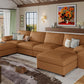 Brown Faux Leather Sectional Sofa,Leather Sectional Couch with Deep Seat,Extra Large U Shaped Couch,Oversized Modular Modern Scratch Resistant Sofas