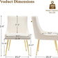 Velvet Dining Chairs Set of 2 with Gold Metal Legs, Modern Upholstered Kitchen Chair with Pull Handle & Pleated Back, Mid Century Accent Chair for Vanity,Dining,Kitchen,Living Room, Beige