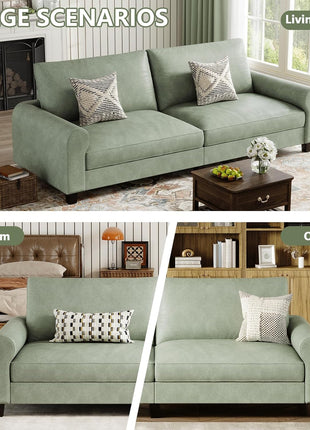 Large Waterproof and Scratch-Resistant Faux Leather Loveseat, Comfortable 2-Seat Sofa for Living Rooms and Compact Spaces, Green