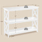 Console Table with 3 Storage Shelves, Entryway Table Sofa Side Table Narrow Long Bookshelf for Hallway Living Room, Accent Furniture, White | Bookshelf, for Hallway, for Living Room, Accent Furniture
