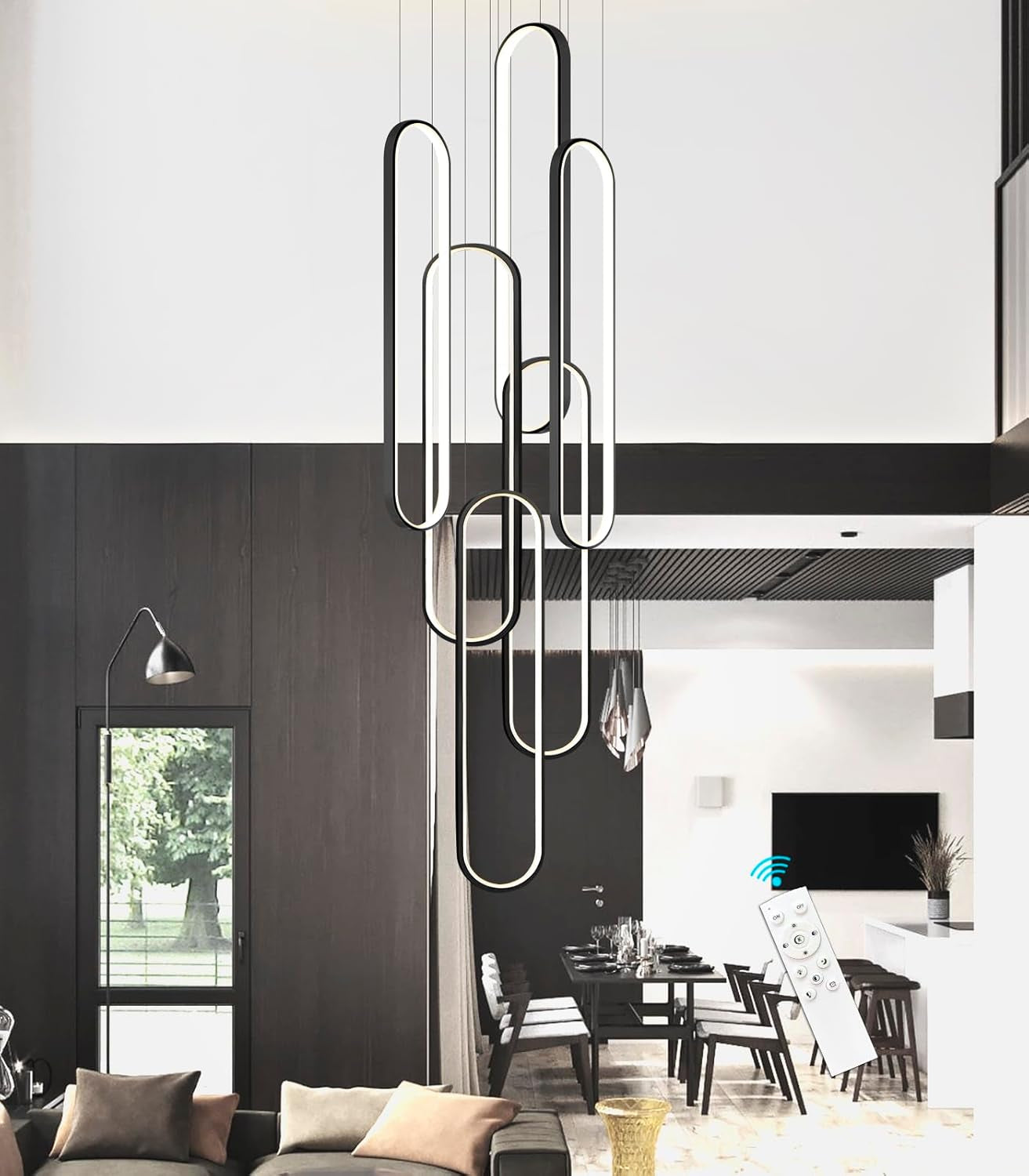 Modern LED Chandeliers for Foyer Entryway High Ceiling Long Staircase Chandeliers Dimmable Dimmable Flush Mount High Villa Foyer 2700K-6000K