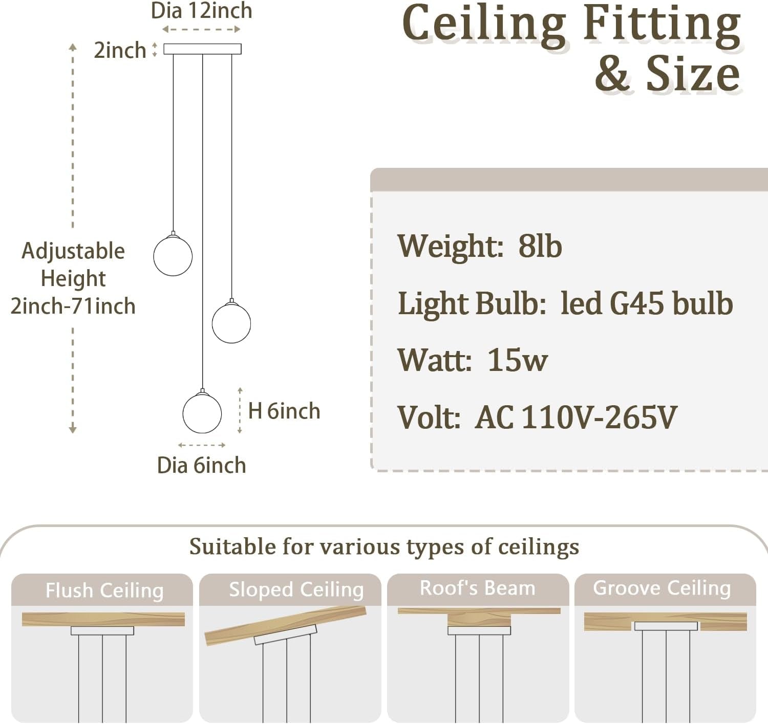 3-Light Black Pendant Light Fixtures Modern Smoke Gray Glass Globe Pendant Lights Kitchen Island Adjustable Hanging Lights Globe Stairwell Lighting Black Chandelier for Dining Room