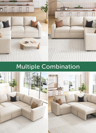 L-Shaped Modular Sleeper Sofa: A Stylish Blend of Comfort and Functionality for Your Living Room