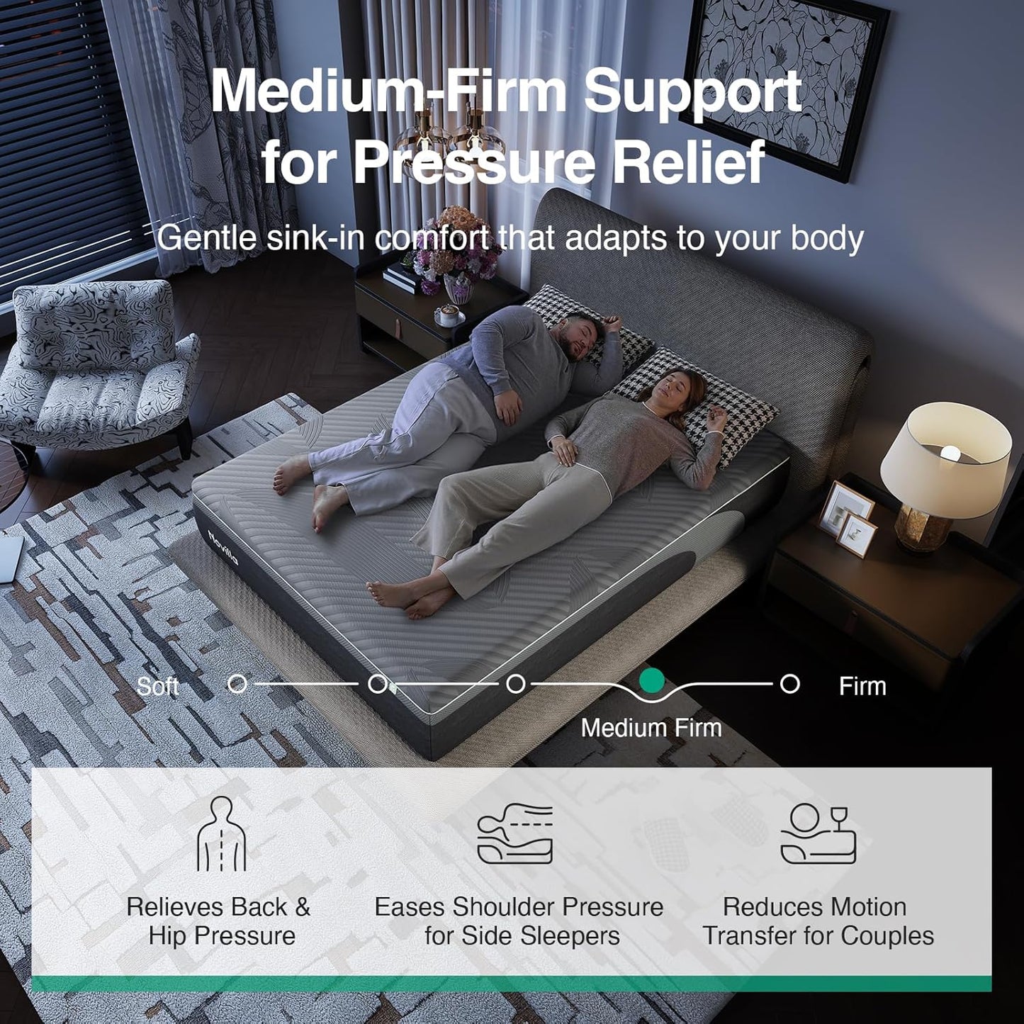 Airyflow King Size Mattress 14 Inch, Gel Memory Foam Mattress King for Cool Night & Spinal Alignment, Pressure Relief & Motion Isolation, Green Tea-Infused, Certipur-Us Certified, Medium Firm