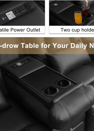Power Reclining Loveseat Sofa with Massage and Heat Features, Space-Saving Wall Hugger Design, Ideal for Home Theater and Living Room (Black, 67", 2 Seats) | Zero Gravity Recline, Full-Body Vibration, Lumbar Heating, USB Charging Ports, Cup Holders, and Storage Compartment