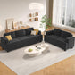 Loveseat & 3 Seater Sofa Sets, Comfy Dark Grey Couch Sofa Set for Living Room Furniture, Modern Lounge Sofa Cloud Couch for Apartment Lounge, Black Chenille