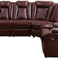 Power Recliner Sectional Sofa Set for Living Room Furniture Sets,Leather Reclining Couch Set with LED Lights,L- Shaped Leather Couch for Living Room/Home Theater/Club(Burgundy,Sectional)