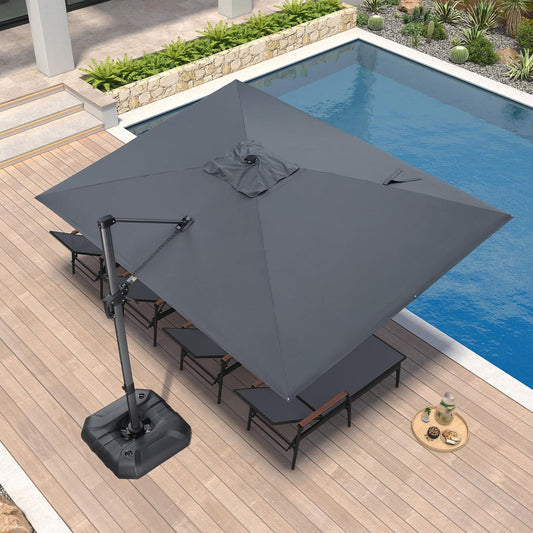 9' X 11.5' Patio Umbrella Outdoor Cantilever Rectangle Umbrella Aluminum Offset Umbrella with 360-Degree Rotation for Garden Deck Pool Patio, Grey