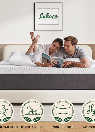10-Inch Queen Gel Memory Foam Mattress - Medium Firm Support for Back Pain Relief, Motion Isolation, and Safe, Fiberglass-Free Materials, 80" L x 60" W