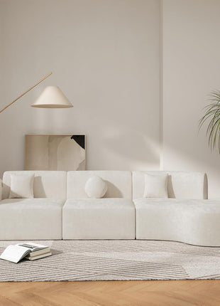 140" Curved Polyester Sectional Sofa Set - Modern Elegance with Chaise Lounge and Cushions, Fully Assembled for Immediate Enjoyment