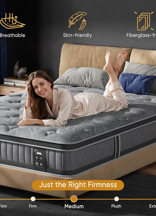 10-Inch Hybrid Twin Mattress with Memory Foam and Innersprings, Medium Firm for Motion Isolation and Pressure Relief, CertiPUR-US Certified