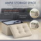 Small Storage Ottoman Foldable Collapsible Rectangle Linen Ottoman Foot Rest Stool Seat, for Living Room, Bedroom, Home Office, Dorm - 12 X 16 X 12, Beige