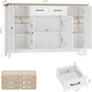 55" Buffet Cabinet with Storage, Kitchen Buffet Sideboard with Drawers, Large Storage Cabinet with Doors and Shelves, Modern Farmhouse Coffee Bar for Kitchen, Dining Room, Living Room, White