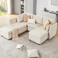 Modular Sectional Sofa with Storage, U Shaped Sectional Couch for Living Room, Convertible Modular Sofa Couch with Ottomans, High Supportive & Soft Sponge, 6 Seat, Beige