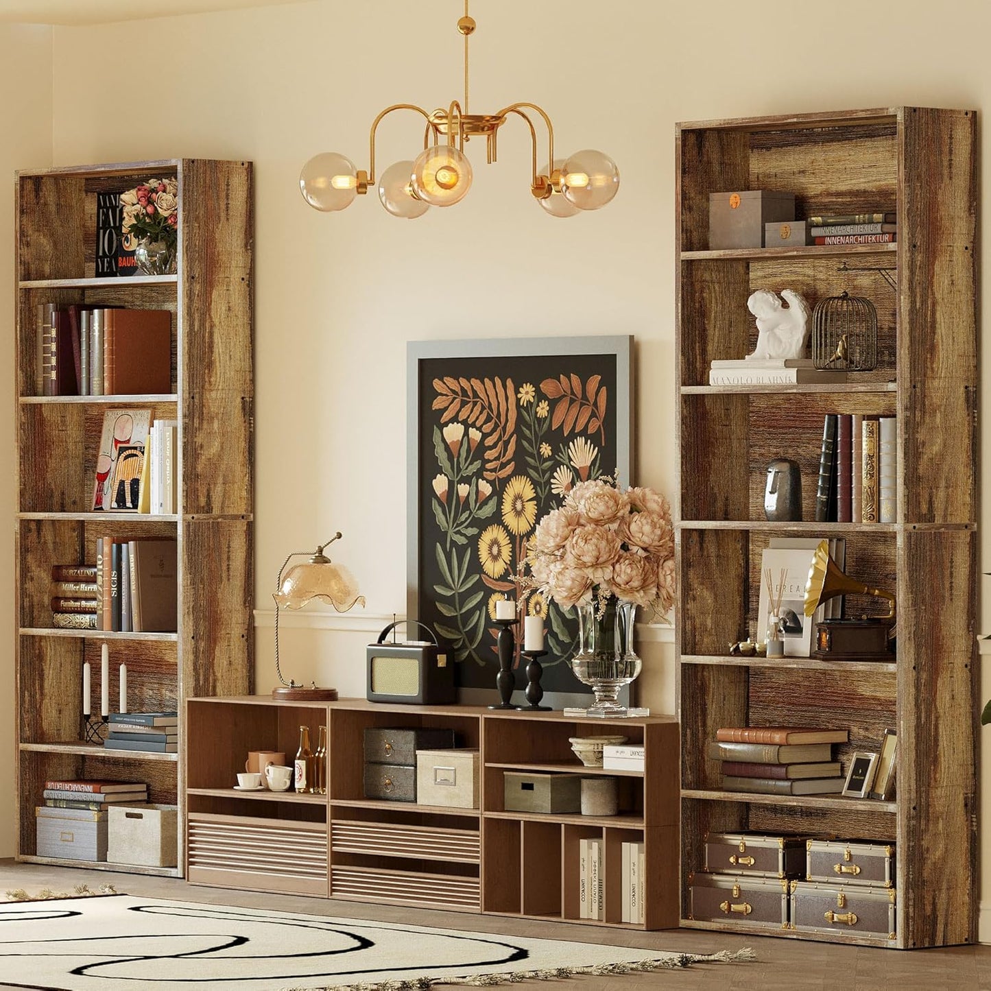 Bookshelves and Bookcases Set of 2 Floor Standing 6 Tiers Display Storage Shelves 70 in Tall Bookcase Home Decor Furniture for Home Office, Living Room, Bed Room