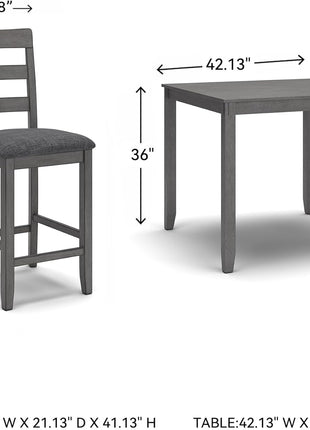 Signature Design by Ashley Bridson 5-Piece Gray Wood Dining Room Set with Table and 4 Ladderback Barstools
