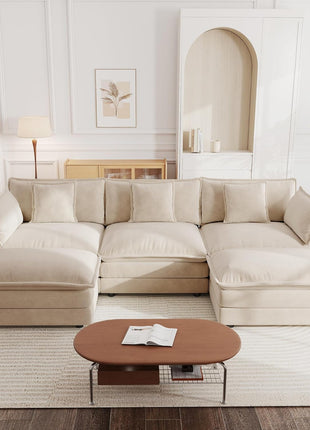 Elegant 111.5" U-Shaped Modular Sectional Sofa with Ottoman for Versatile Living Spaces