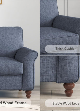 57-Inch Blue Upholstered Loveseat Sofa for Living Room, Apartment, and Office Environments