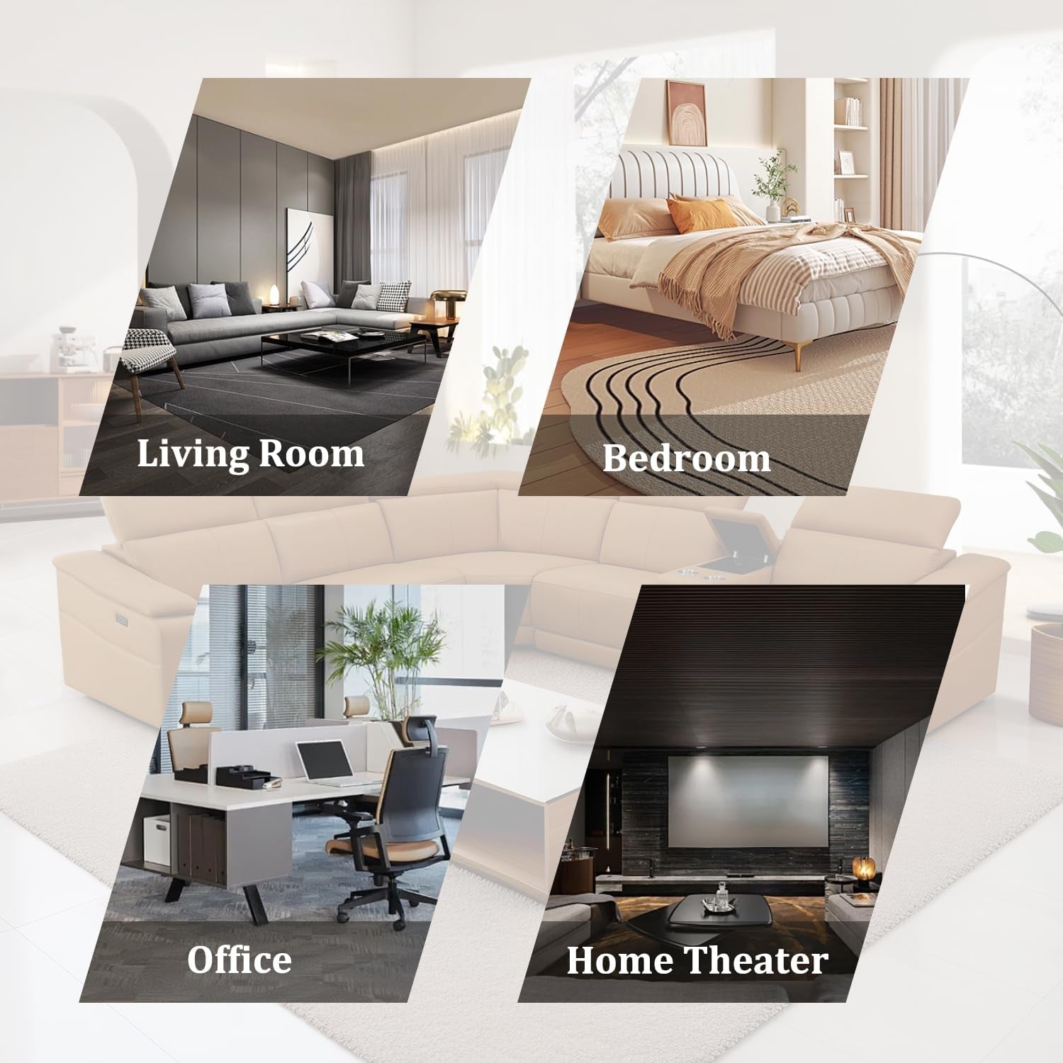 Power Recliner Sectional Sofa, L-Shaped Living Room Furniture Set, Light Brown Leather Sofa, Reclining Sectional Couch with Storage Console/Cup Holder for Living Room/House/Apt