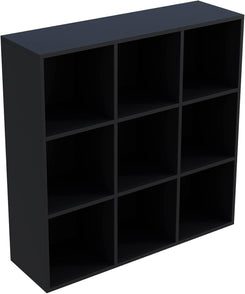 9-Cube Storage Shelf Bookcase - Wooden 3-Tier Free Standing Open Bookshelf for Home and Office, Organizer Cabinet in Black