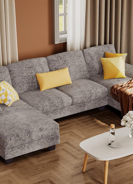 Cozy U-Shaped Grey Sectional Sofa for Enhancing Your Living Room Experience with Family and Friends