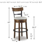 Valebeck | 30″ Farmhouse Pub-Height Swivel Barstool with Back – Upholstered Cushion, Nailhead Trim, Metal & Wood Frame, Brown