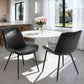 Dining Chairs Set of 2, PU Leather Modern Armless Kitchen Dining Room Chairs, Upholstered Accent Side Chairs with Metal Legs (Black)