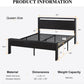 14 Inch Queen Size Metal Platform Bed Frame with Wooden Headboard and Footboard, Mattress Foundation, No Box Spring Needed, Large under Bed Storage, Non-Slip without Noise, Black Oak