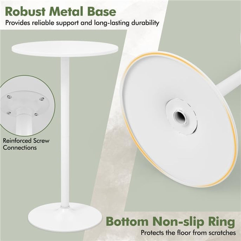 Cocktail Table,Two-In-One Modern Style Standing Circular Bar Table 40"/22" Two Convertible Height Suitable for Dining Room, Restaurant, Kitchen (6, White)