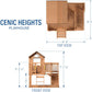 Scenic Heights Elevated Cedar Wooden Kids Playhouse with Play Kitchen, Wrap-Around Deck, Toy Storage Bench, Saloon-Style Doors, Ladder, Stairs, and Growth Chart for Outdoor Play