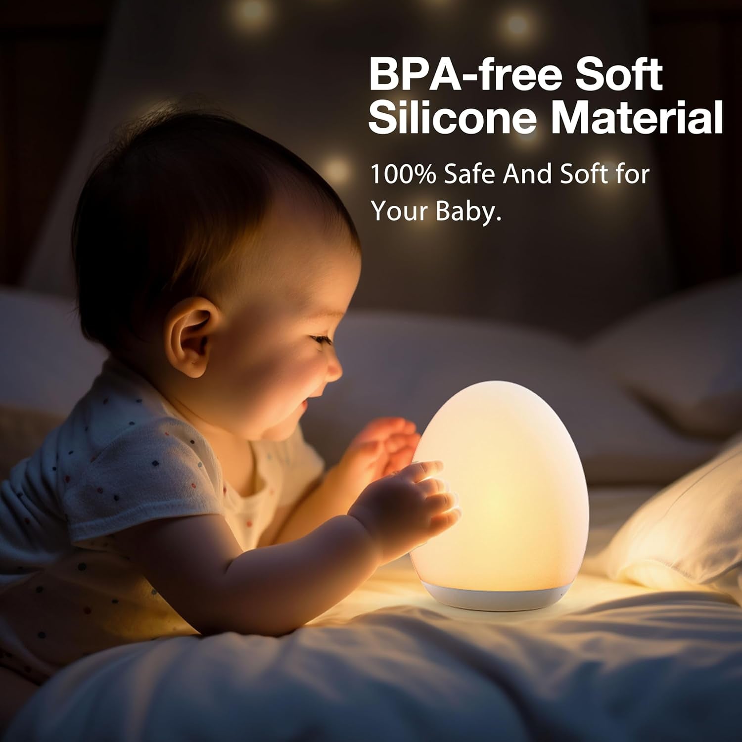Night Light for Kids, Baby Night Light with 7 Colors Changing Mode & Stepless Dimming, Nursery Night Light BPA Free,Rechargeable Egg Night Light for Breastfeeding 1H Timer & Touch Control