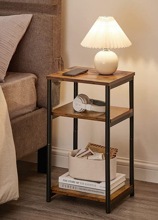 Rustic Brown and Classic Black Side Table - Versatile Small End Table and Tall Nightstand for Living Room, Bedroom, Office, and Bathroom - Model ULET273B01