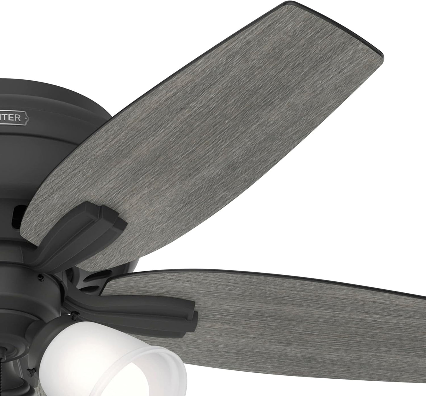42 Inch Indoor Ceiling Fan with LED Lights - Black Ceiling Fan with Pull Chain, for Bedroom or Living Room, Low Profile Mount, No Remote, 5 Blades, Includes Bulbs - Newsome 52393, Matte Black