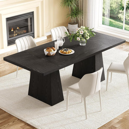 Dining Table for 4-6 People, Wooden Table, Rectangle Furniture with Heavy Duty Legs, Modern Kitchen Table for Home, Dining Room, Black
