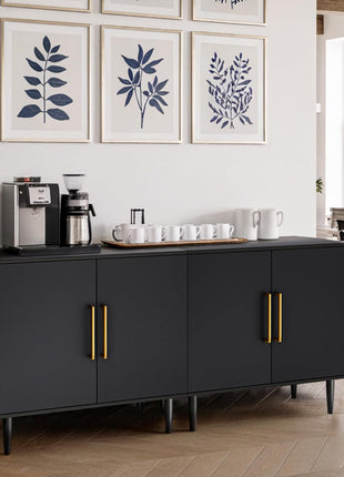 Contemporary Black Free-Standing Storage Cabinet Buffet for Living Room, Hallway, Entryway, and Dining Room