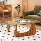 Coffee Table for Living Room Mid Century Modern Center Table with Glass Top, Walnut Transparent