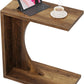 C-Shaped End Table for Couch, Sofa Side Table, C Table for Small Space, Living Room, Bedroom (1, Rustic Brown)