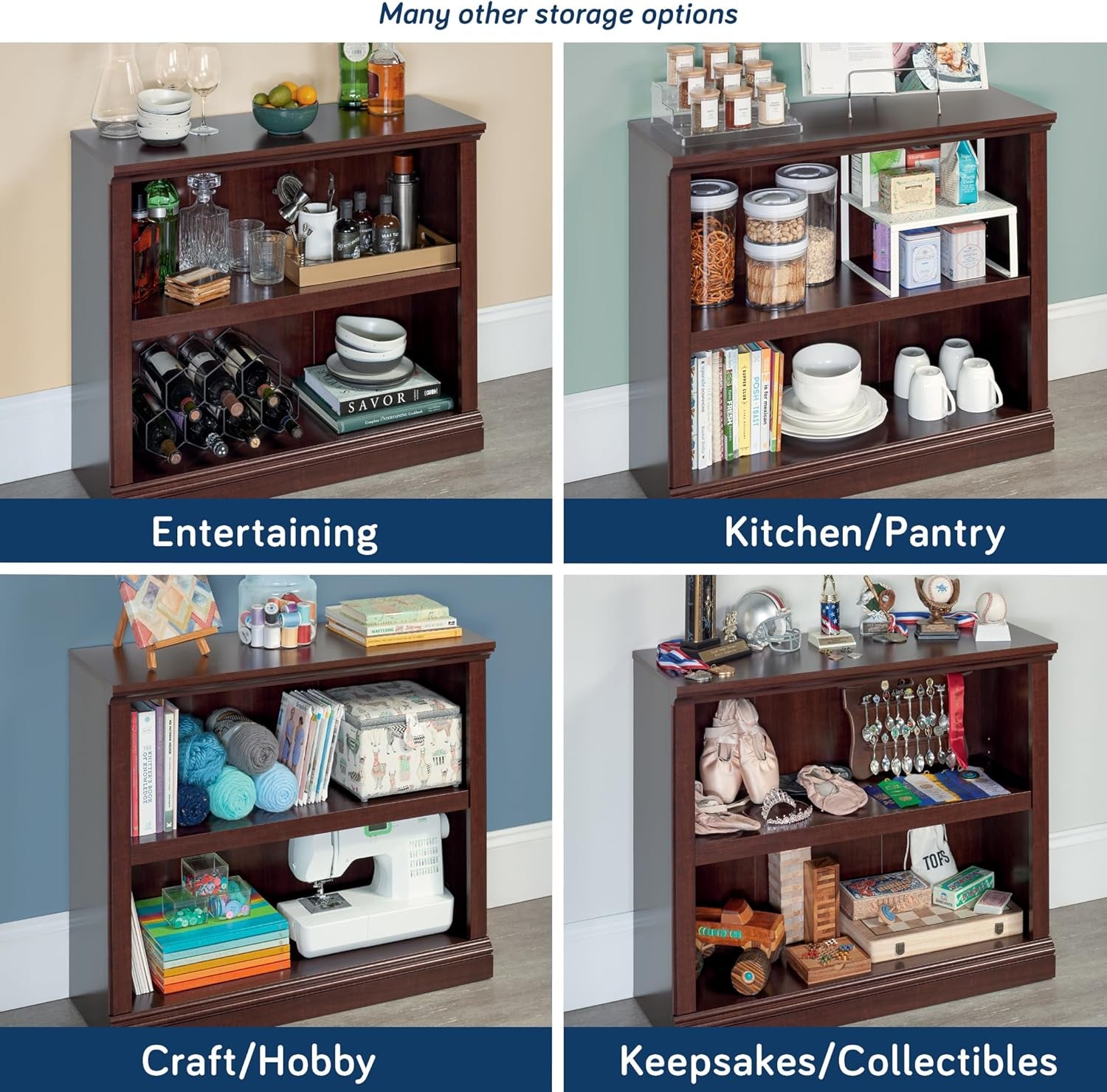 Miscellaneous Storage 2-Shelf Bookcase/ Book Shelf, Select Cherry Finish