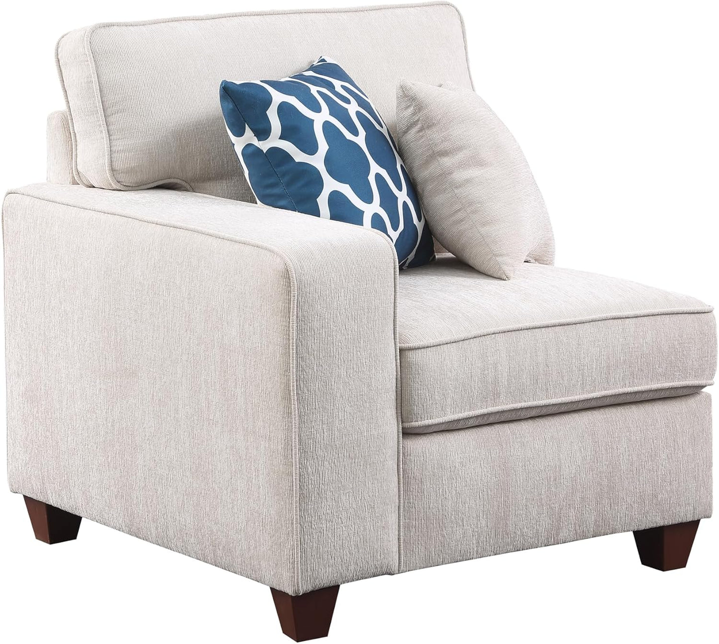 127" L-Shaped Sectional Couches for Living Room with Movable Ottoman,2 Cup Holders & USB Ports,7 Seat Chenille Upholstered Sofa W/6 Throw Pillows & Hidden Storage Box,Diy Combination,Beige