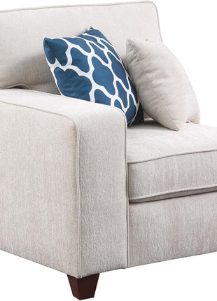 127" L-Shaped Sectional Sofa with Movable Ottoman, 6 Throw Pillows, and Integrated Features Including USB Port, Hidden Storage, and Cup Holders - Chenille Upholstered for Living Room and Apartment, Beige